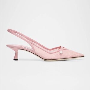 Jimmy Choo Pink Lace Slingback Heels